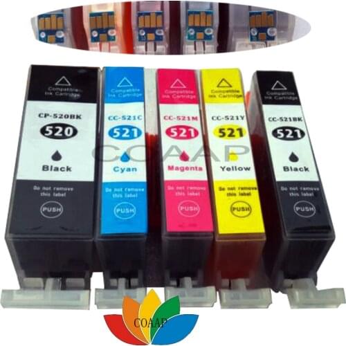5x PRINTER INK CARTRIDGE for COMPATIBLE CANON 520 521 PIXMA MP540 MP550 MP560 MP620 MP630 MX870 PGI520 CLI521
