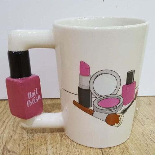 350ML Ceramic Mugs Girl Tools Beauty Kit Specials Nail Polish Handle Tea Coffee Mug Cup Personalized Mugs for women Gift