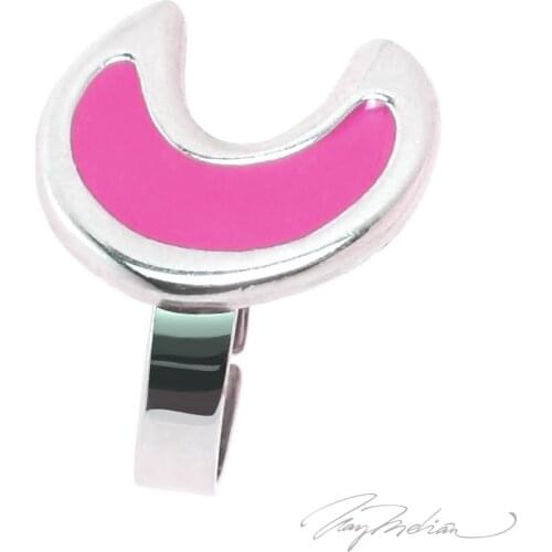 Ring Rhodium and Enamel Fuchsia LUNA2 Collection CROWN