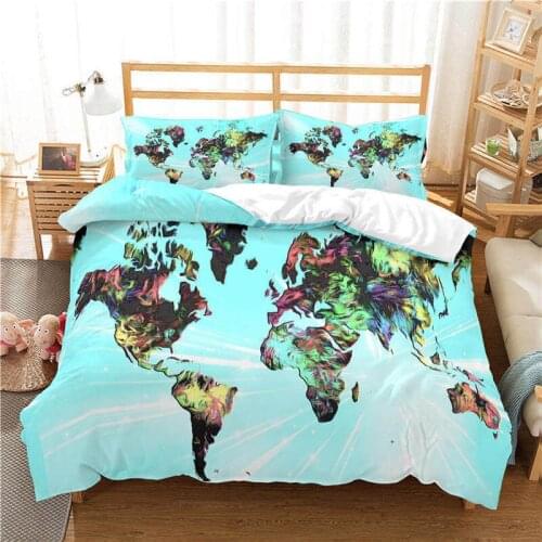 World Map Bedding Set Single Twin Full Queen King Size World Map Bed Set Childrens Kid Bedroom Duvetcover Sets 3D Full Print 03