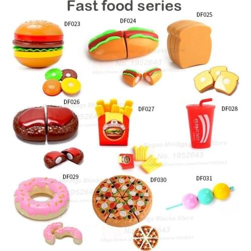 WM Block MOC Detachable Snack Bricks Montessori Toy Building Blocks Hamburg Pizza Donuts Educational Toys For Children Kids Gift