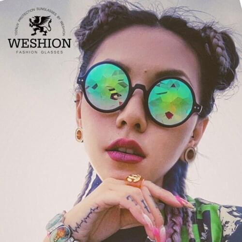 Round For Kaleidscope Glasses Women Men Rave Colorful Sunglasses Pink Catwalk Festival Party Eyeglasses Artificial UV400 Garfas