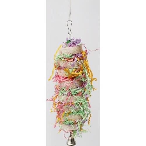 LHXMAS Parrot supplies toy bird Luffa bite toy Parrot scraps of paper toy Educational silk drawing toy loofah