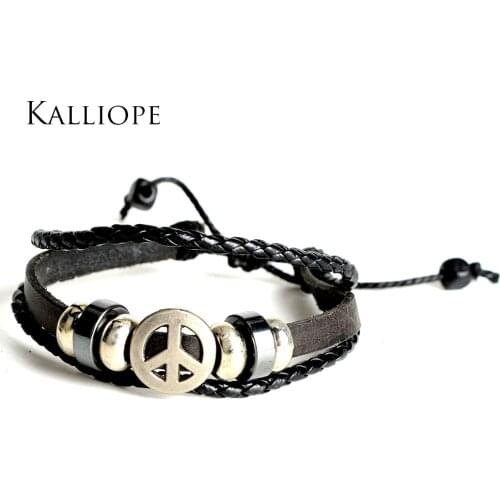 Fashion Mixed Circle Punk style Leather Bracelet trendy jewelry fashion retro men accessories