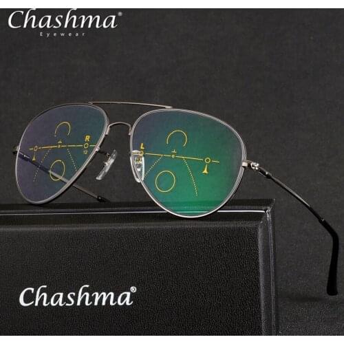 CHASHMA Brand Progressive Multifocal Lens Reading Glasses Men Presbyopia Hyperopia Bifocal Glasses Titanium Oculos De Grau 1.5