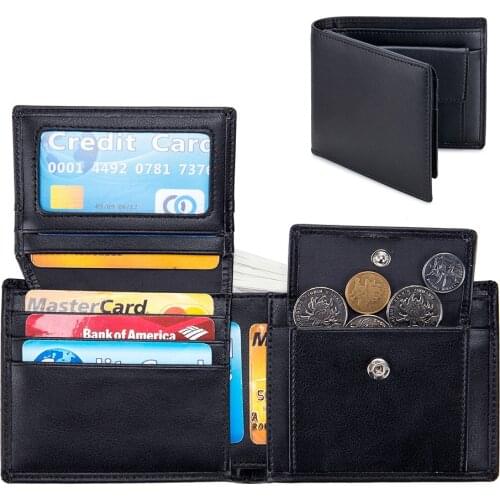 Genuine Leather Mens Wallet 2021 New Short Three-fold Rfid Anti-theft Mens Wallet Card Bag Coin Purse