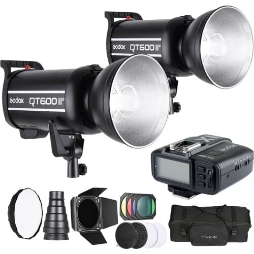 Godox Studio Light Photography Kit Set with 2 * Godox 600W Strobe Flash Wireless Trigger Transmitter Carrying Bag etc for Canon