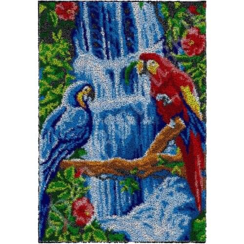 Latch Hook Rug Kits Animal Bird Crocheting Carpet Rug 100% Acrylic Yarn Cushion Mat DIY Carpet Rug Home Decor