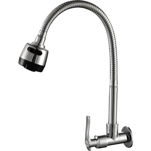 Solid Brass 360° rotary Kitchen Faucet Single Cold Universal Swivel Spout Faucet Cold Kitchen Wall Mounted Tap torneira