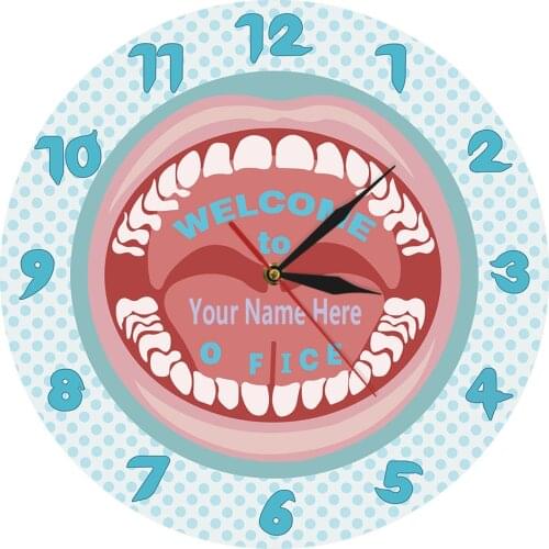 Personalized Custom Dentist Name Hygienist Sign Teeth Wall Clock Watch Modern Design Wall Art Decor For Dental Clinic Dentistry