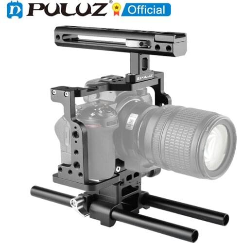 PULUZ Video Camera Cage Stabilizer with Handle & Rail Rod for Nikon Z6 / Z7 Camera Stabilizer Handle Grip