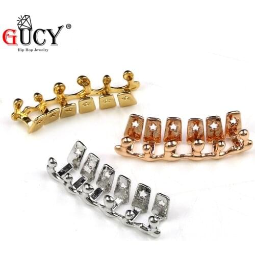 GUCY New Fit Gold Color Plated Hip Hop Teeth Grills Water Drip Grillz Caps Lower Bottom Tooth Grill Halloween Gift
