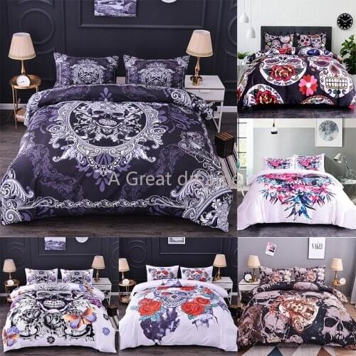 Luxury 3D Skull Bedding Sets Flower Skeleton Duvet Cover Print Comforter For Queen Size 2/3pcs Terror Bed Linen Dropshipping