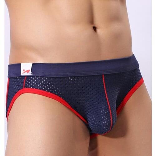 Sexy Underwear Men Briefs Shorts Cueca Brand Male Mesh Underpants Hollow Back T Pants Mid-waist U Convex Pouch Panties S-XL