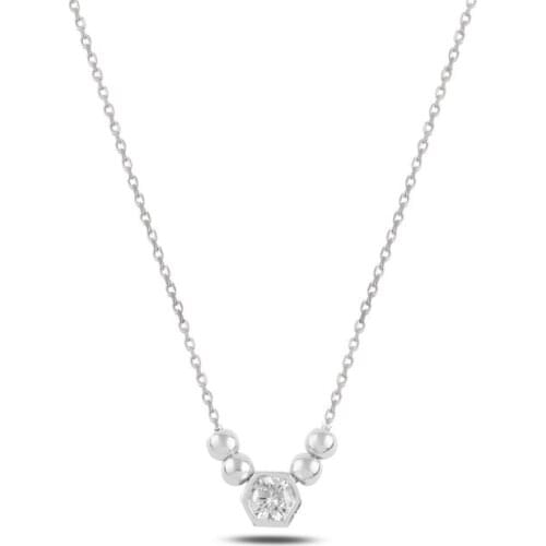 Silver 925 Set Top & Zircon Engagement Necklace