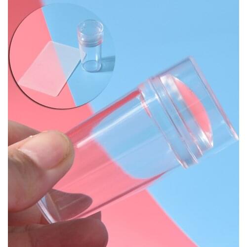 1set Nail Art Stamper Scraper set with Cap 2.8cm Transparent Silicone Marshmallow Nail Stamp Tools