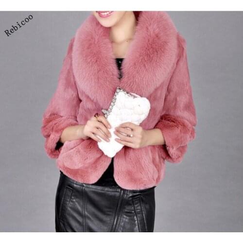 Fake Rabbit Fur Coat Womens Floral Jacket Cardigan Fur Jacket Warm Faux Fox Coat Tops Casual Outwear Overcoat Parka Fur Coats