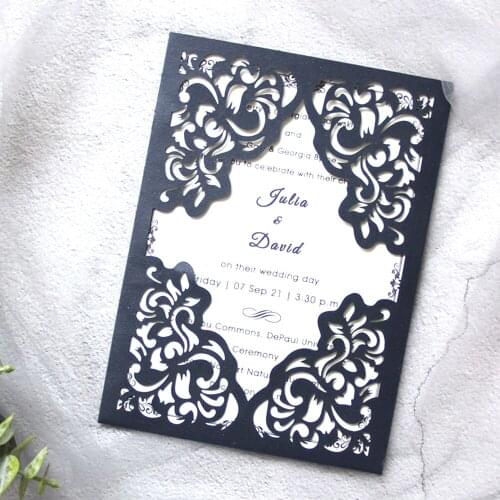 20pcs Laser Cut Wedding Invitations with Hollow Floral Elegant Invites Cards For Marriage Party Supplies