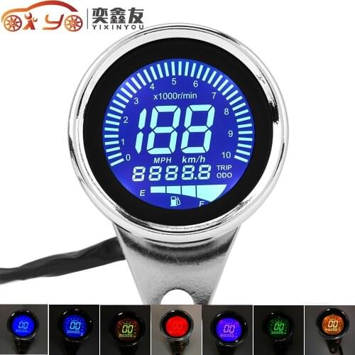 YIXINYOU Universal Chrome/Black Motorbike Instrument Display Oil Level Meter LCD Gauge Tachometer Motorcycle Digital Speedometer