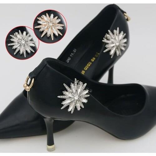 1 Pair New Fashion Women Shoes Buckle Trend Inlaid Rhinestone Shoe Flower Simple Wild Detachable Buckles
