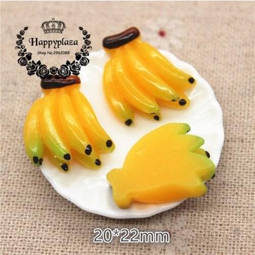 10pcs Kawaii Simulation Fruit Banana Resin Flatback Cabochon Food Art Supply Decoration Charm Craft DIY,20*22mm