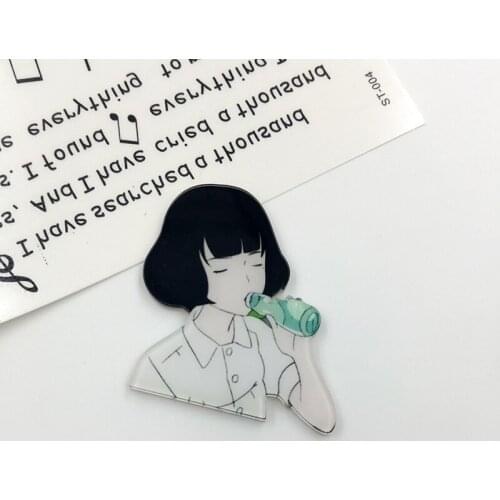 100 Pieces/Lot Women Men Acrylic Badges Cartoon Brooches Lapel Pins Korea Harajuku Boy Girl Text Icons Label Jewelry Corsages