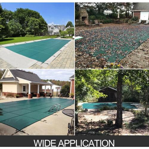 14X26 FT W/Center Swimming Pool Cover Step Rectangular Safety Green Winter Strong toughness and wear resistance