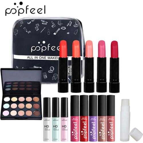 15Pcs Complete Makeup Kit Makeup Gift Set Cosmetic Palette Set High Quality Ingredients for Holiday Parties and Daily Makeup