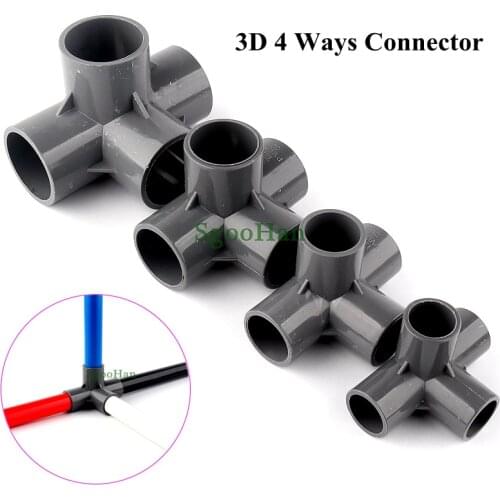 2~50pcs 20~50mm 4 Ways Hydroponic Planting Frame PVC Pipe Connectors Irrigation 3D Three-Dimensional DIY Shelf Joint Fittings