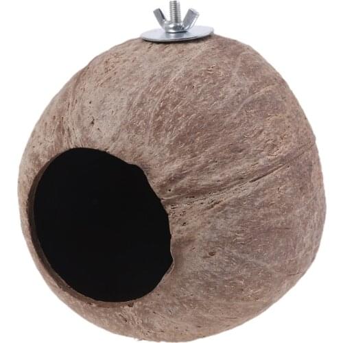 2021 New Parrot Nest Natural Coconut Shell House Cage Feeder Parakeet Birds Squirrel Hamster Toys Pet Breed Decoration Supplies