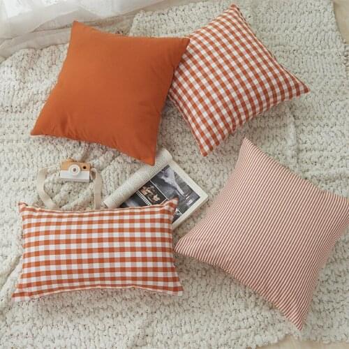 2021 Autumn New Halloween Polyester Cotton Plaid Striped Solid Color Sofa Pillowcase Car Bedroom Cushion Cover