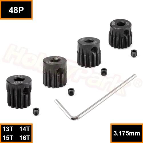 4PCS Metal Steel 48P Pinion Gear Set 3.175mm Shaft Hole 13T 14T 15T 16T 48 Pitch Motor Gears Kit for RC Car
