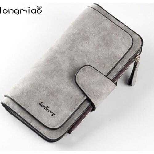 Longmiao Long Women Large Wallet Hasp Female Ladies Handy Coin Purses Card Holders Scrub Plain leather Vintage Money Bag Gifts