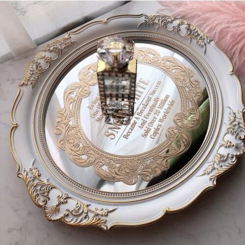 European Retro Mirror Tray Gilt Print Light Luxury Tray Beauty Salon Essential Oil Skin Care Storage Home Decoration Accessories