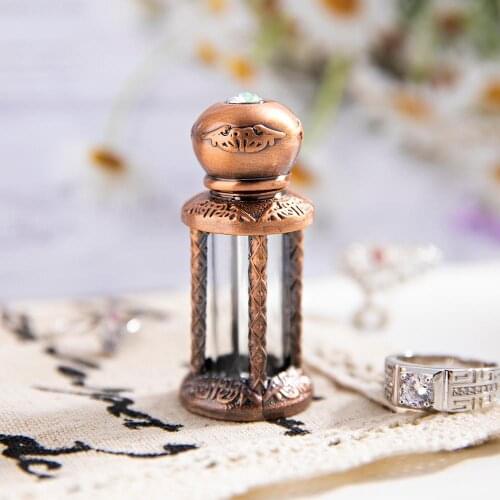 H&D 3ml 5pcs Empty Refillable Glass Perfume Bottle Arab Style Alloy Essential Oils Vials With Glass Dropper Sample Test Bottle