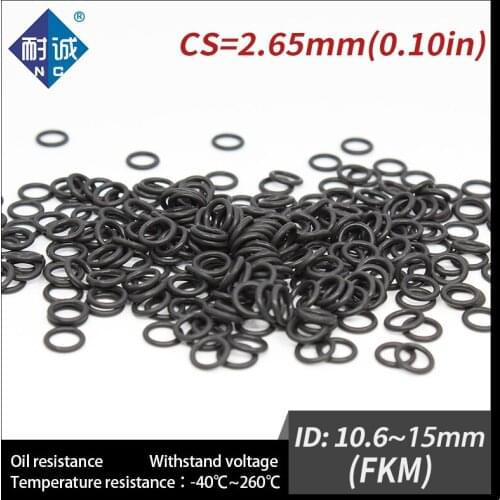 5PCS/lot fluoro rubber Ring Black FKM O ring Seals Thickness 2.65mm ID10.6/11.2/11.8/12.5/13.2/14/15mm ORing Washer