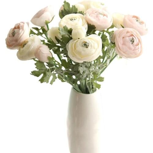 7Pcs Artificial 2 Heads Lotus Tea Rose Silk Flower Decoration Home Garden Fake Flower Wall Wedding Decor Background Rose Garland