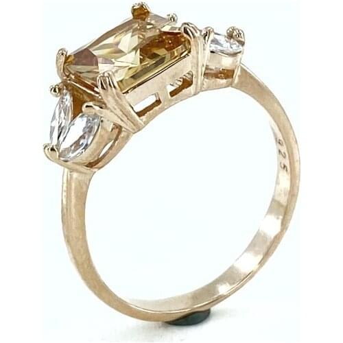 Special Series Baget Citrine Stone Italian Quality 925 Sterling Silver Ring