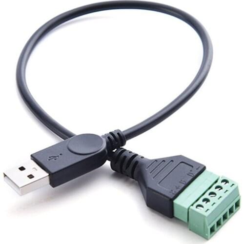Micro 5 Pin 2.0 USB A Male to 5 Pin Screw with Shield Solderless Terminal Plug Adapter Connector Cable Lead