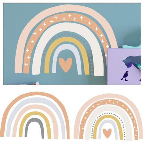 Cute Rainbow Wall Sticker Kitchen Window Sticker Home Decor Bathroom Vinyl Wall Decals Kids Play Room Classroom Decor Art Poster