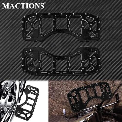 Motorcycle Front Floorboards Black Driver Wide Footpegs Stretched Footrest Pedals For Harley Dyna Softail Touring Road Glide FLD