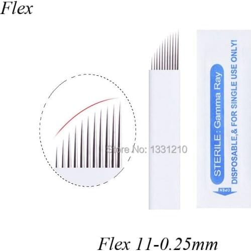 Kit 50 pcs Agulhas Laminas Tebori 11 Flex Microblading Blade Permanent Makeup Hit The Fog Eyebrow Tattoo For Microblading Pen