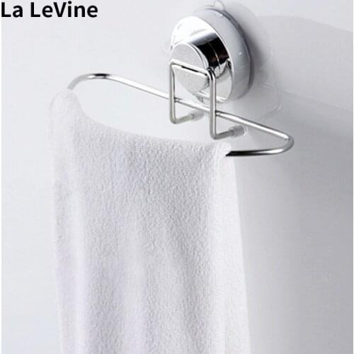 Wall Mounted Towel Rack Stainless Steel Sucker Towel Hanger Convenient Bathroom Rack Kitchen Storage No Punching Towel Bars