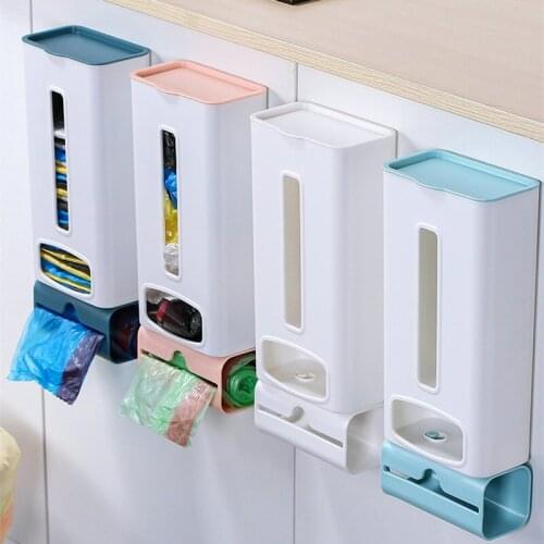 Wall Mounted Garbage Bag Storage Box Space Saving Home Kitchen Organizer Plastic Bag Container