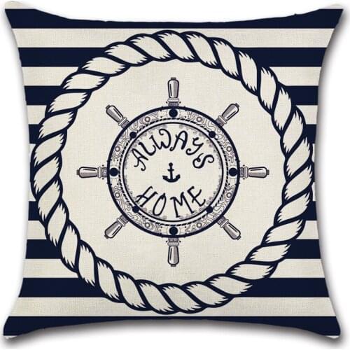 Nautical Series New Striped Border Rudder Compass Pattern Cushion Cover Home Decor Mudcloth Pillow Cover