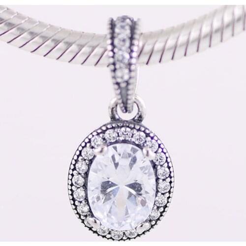 Original Sparkling Elegance With Crystal Necklace Pendant Beads Fit 925 Sterling Silver Bead Charm Europe Bracelet DIY Jewelry