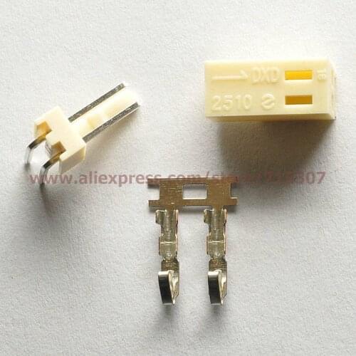 PHISCALE 100sets connector kits 2.54mm KF2510 2pins including plug+ right angle 90 degrees pin socket+ terminal