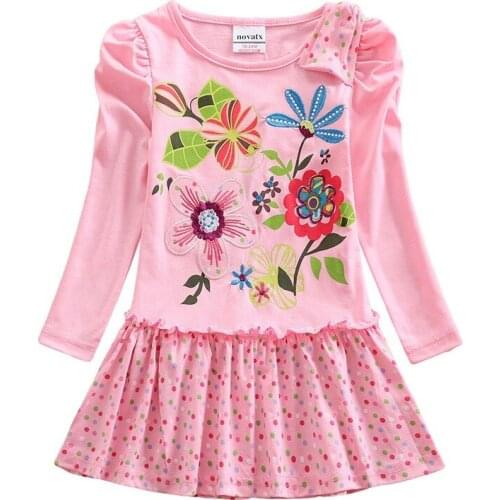 Girls Long Sleeve Dress Cotton Embroidered Dress Autumn New 2~8 Years Old Child Dressed for Girls Dress Long Sleeve
