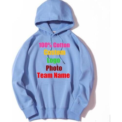 2020 autumn and winter personalized custom DIY photos and text plus velvet hooded young Women casual loose men