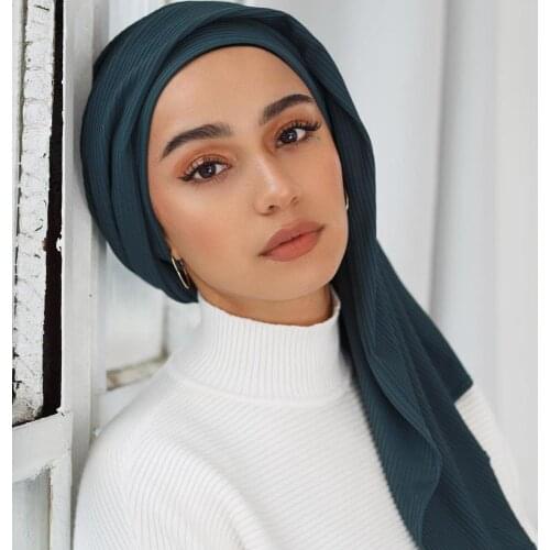 Premium Jersey Headscarf Wrap Womens Muslim Hijab Scarf Plain Stripe Long Shawl Fashion Headband Tie Turban Super Soft Smooth
